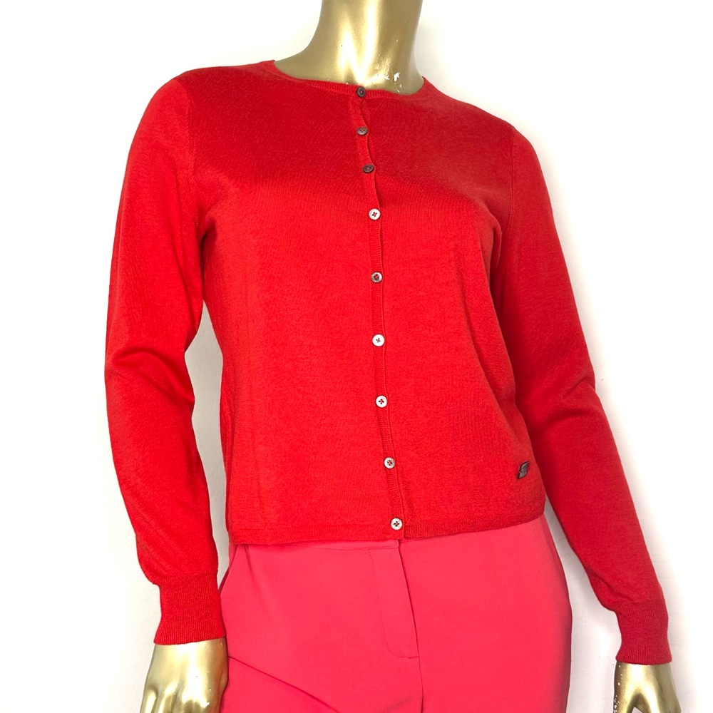 VINTAGE CAROLINA HERRERA WOOL, SILK, CASHMERE CARDIGAN SZ M made in Hong Kong